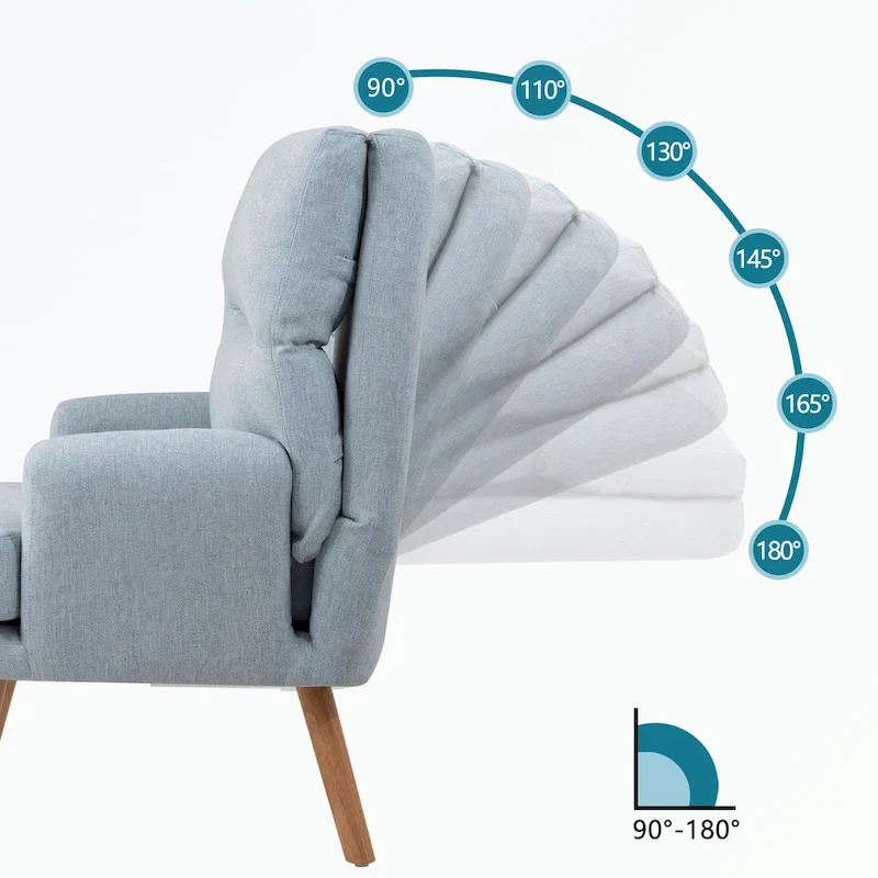 Accent Chair with Ottoman Set, with Adjustable Backrest