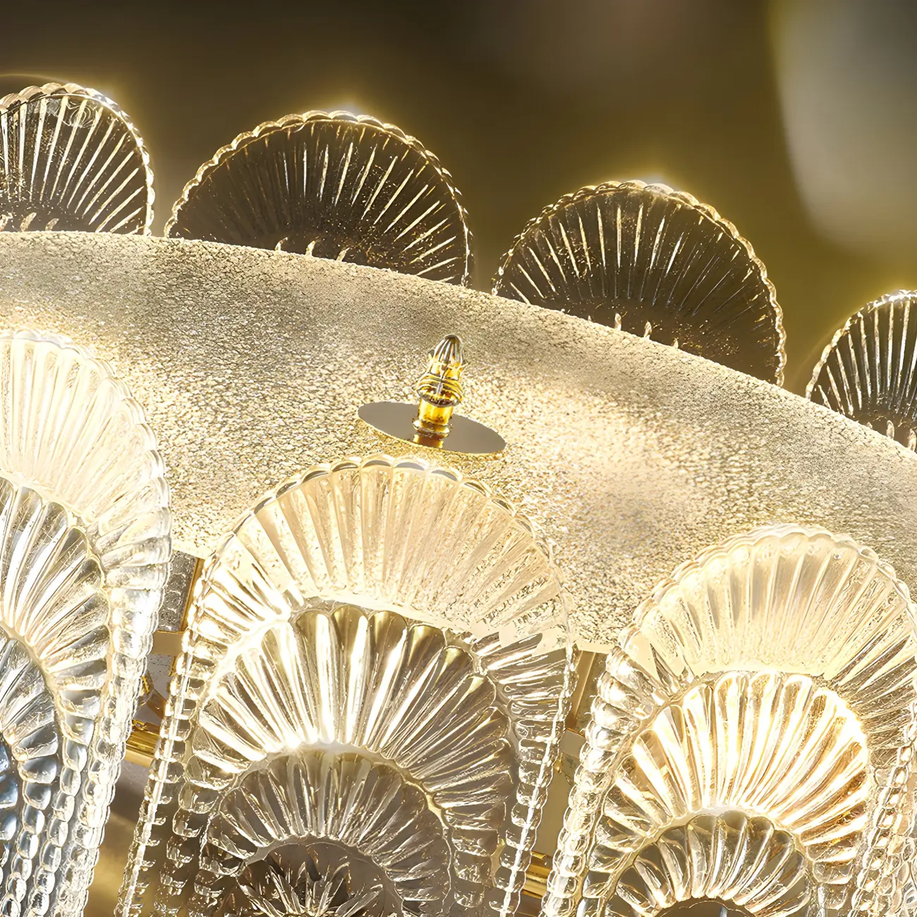 Luxury Gold Metal Island Pendant Light with Glass Accents