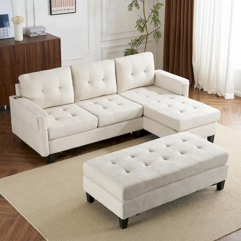 83.4inch L-shaped Sofa Sectional Couch Sofa Bed