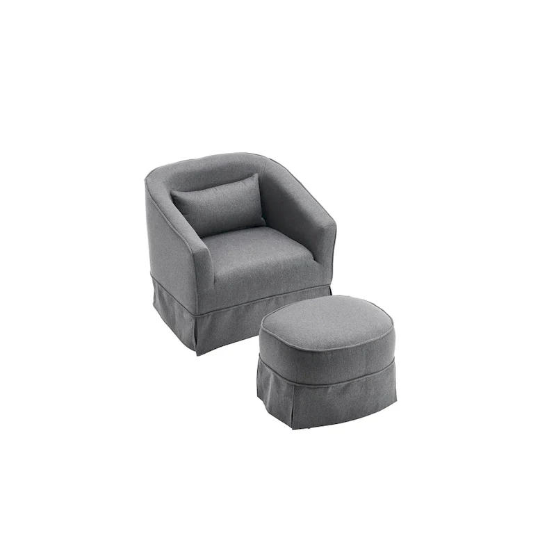 Swivel Barrel Chair with Ottoman