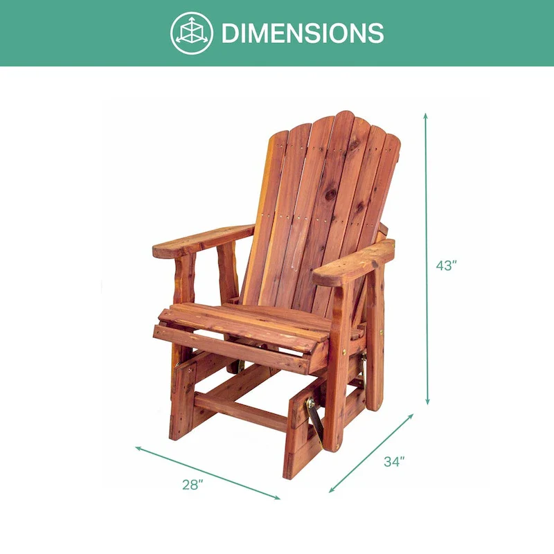 American Furniture Classics Model MM102 110 SOLID CEDAR ADIRONDACK Glider with Gliding Ottoman