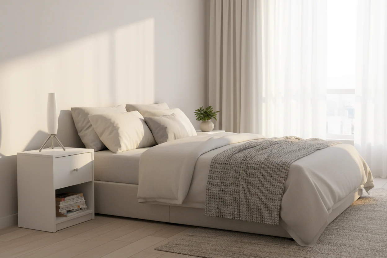 Contemporary 1-Drawer Nightstand with Storage Shelf in White