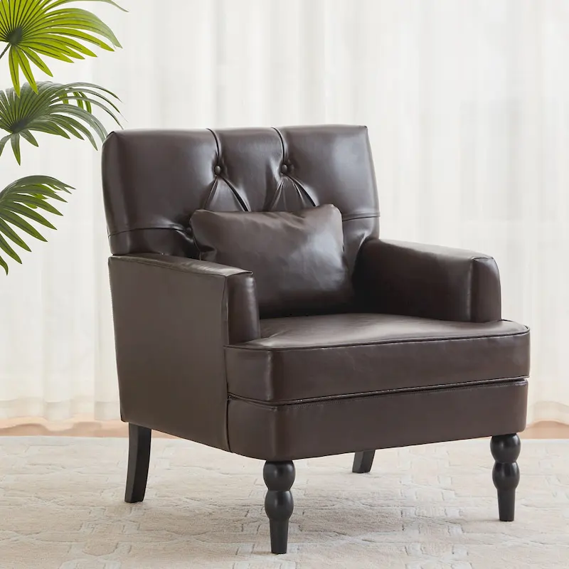 Upholstered Accent Chair with Lumbar Pillow - Single Seat