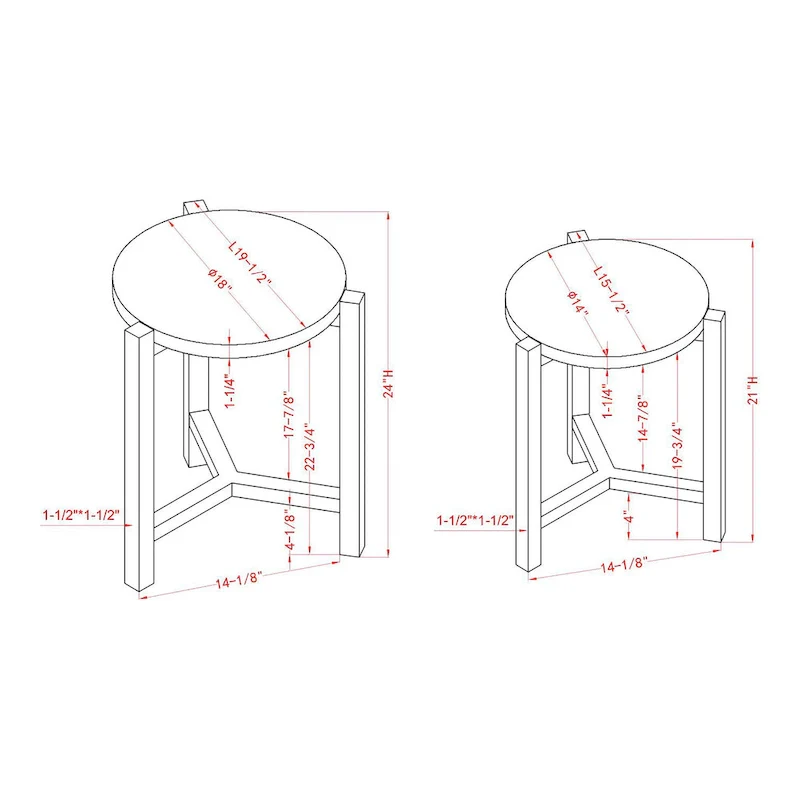 Bittar Transitional Brown Grey 20-inch Faux Marble Top Nesting Side Table by Furniture of America