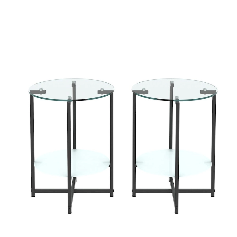 2-Piece Set (Clear) Tempered Glass End Table