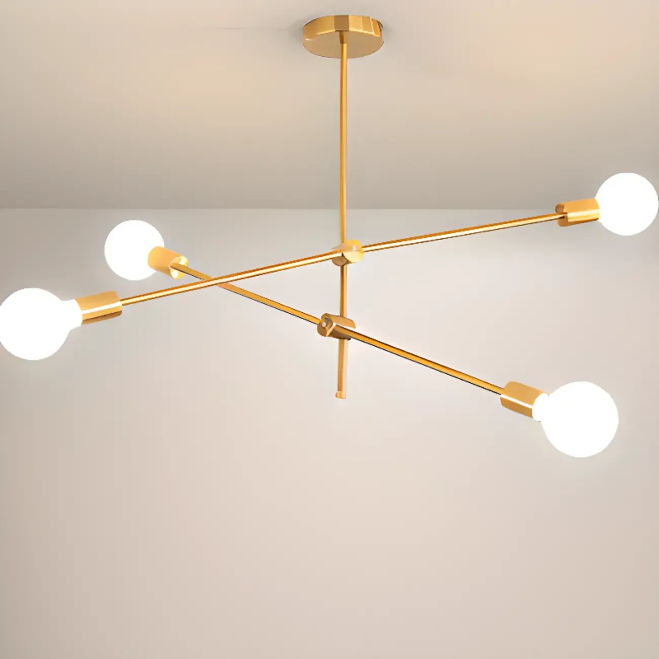 Gold Metal Modern 6 Lights Sputnik Chandelier