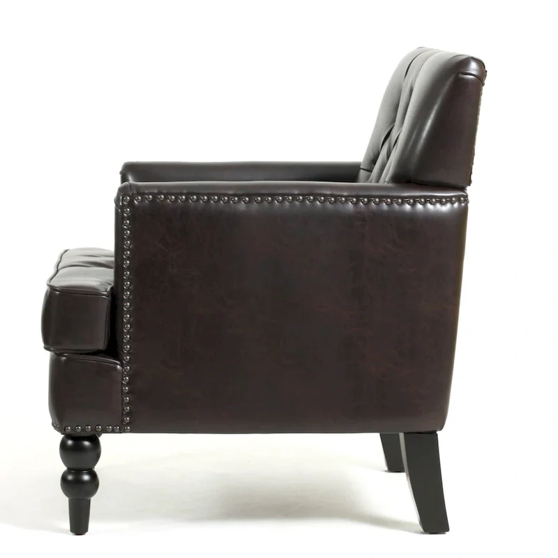 Malone Brown Leather Club Chair by Christopher Knight Home