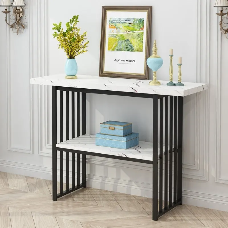 Modern 42-Inch Console/Accent Table with Geometric Metal Legs