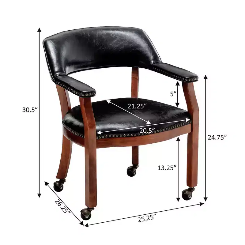 Breighton Home Take a Seat Dillon Armchair with Wheels in Black Vegan Leather