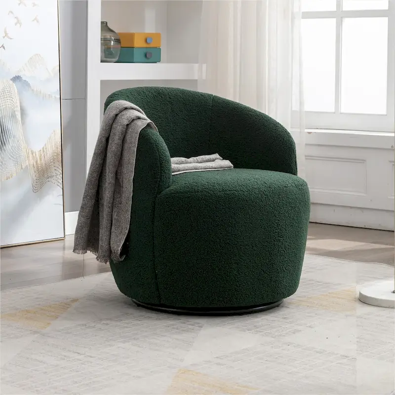 Teddy Fabric Swivel Accent Armchair Barrel Chair
