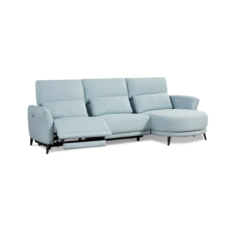 Wells Right-Arm Light Blue Chaise Lounge Sectional Sofa
