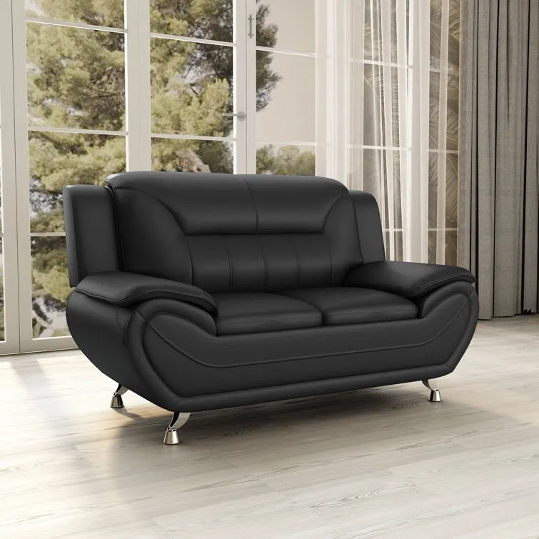 Sanuel 61.3 Faux Leather Pillow Top Arm Loveseat - N/A