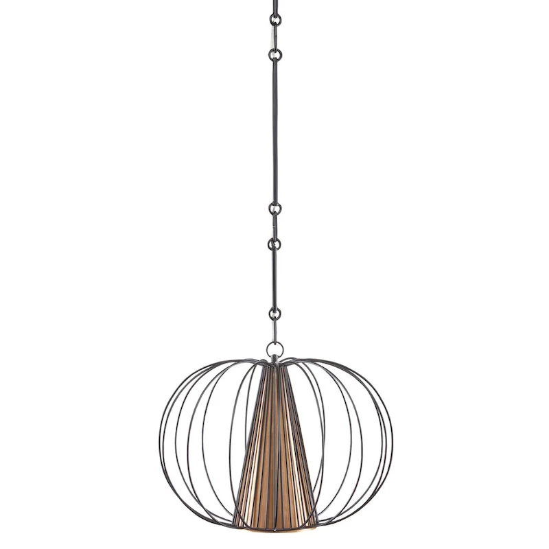 Currey & Company Spirograph 17  Black 1-Light Pendant - 14 h x 17 dia.