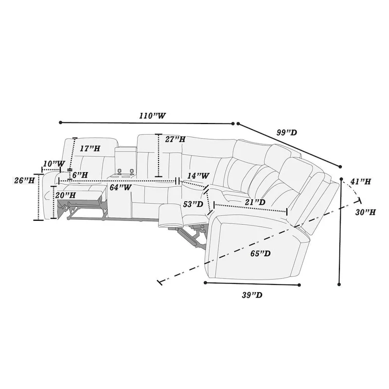 3 Pieces Power Motion Sectional