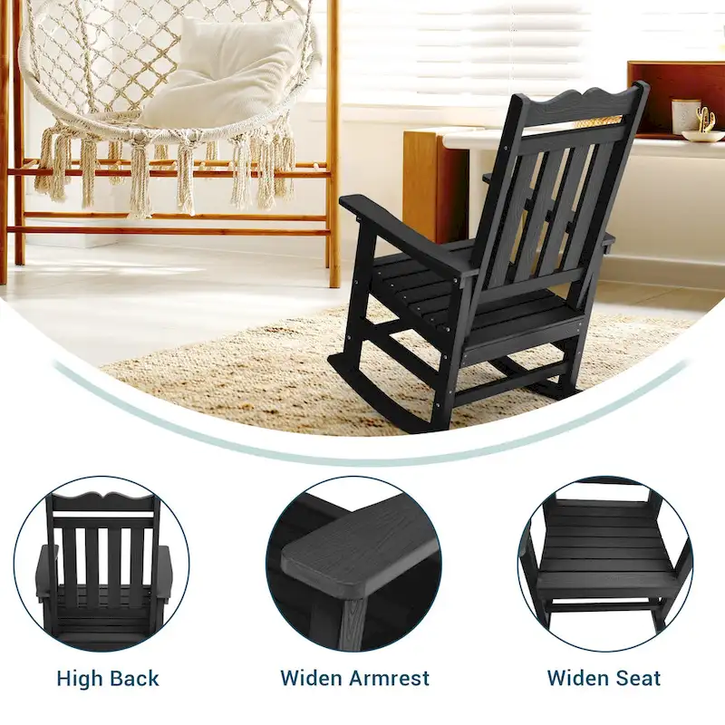 BONOSUKI Patio Adirondack Rocking Chair,Fire Pit Chair Weather Resistant