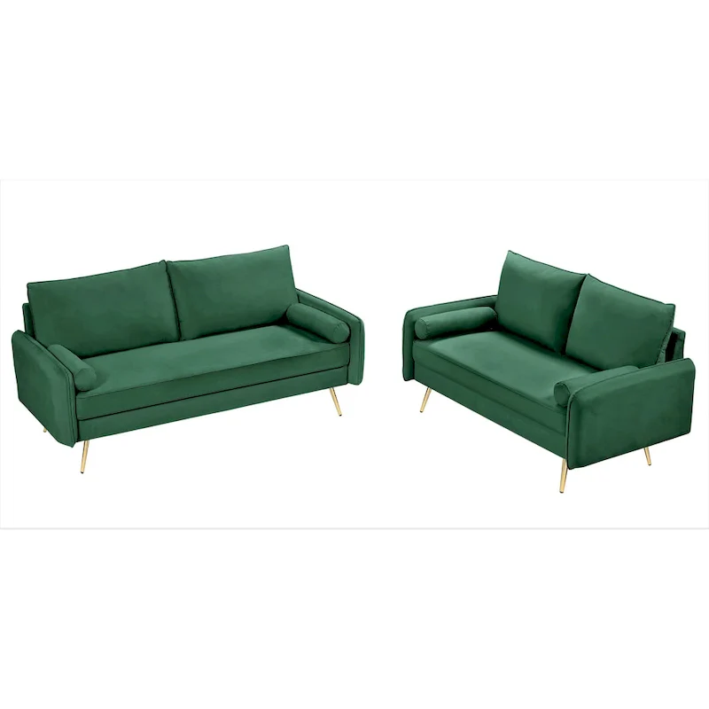 Mid-Century Modern Velvet 2-Piece Living Room Set
