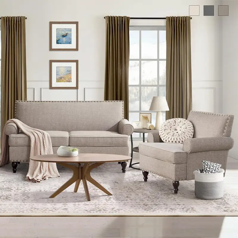 HUIMO Fabric Arm Chair and Loveseat Set