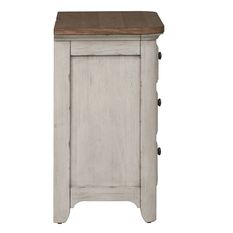 Farmhouse Reimagined 3-Drawer Night Stand with Charging Station