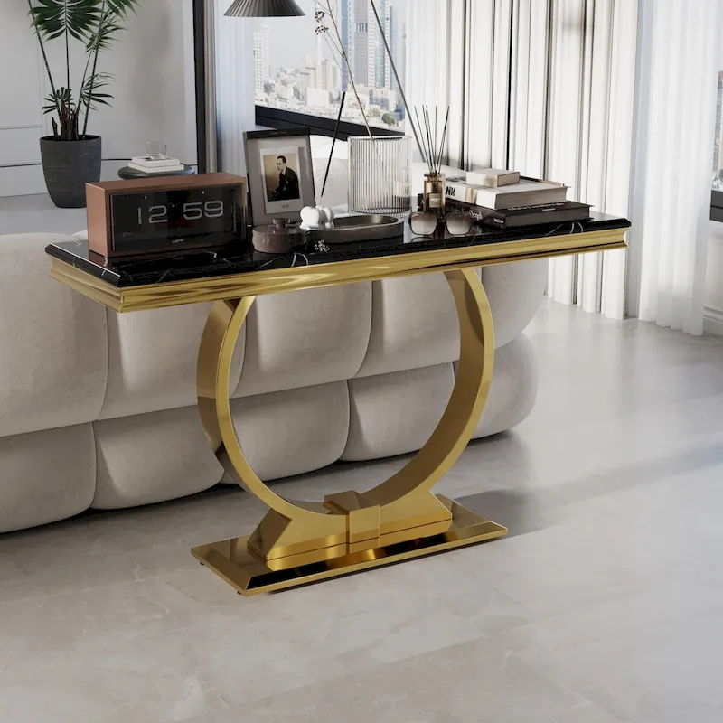 50 inch Rectangle Console Table with Circle Base