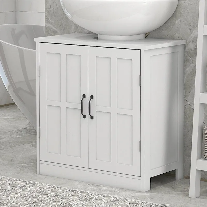 Bathroom Wood Pedestal Sink Cabinet with Adjustable Shelf (No Sink)