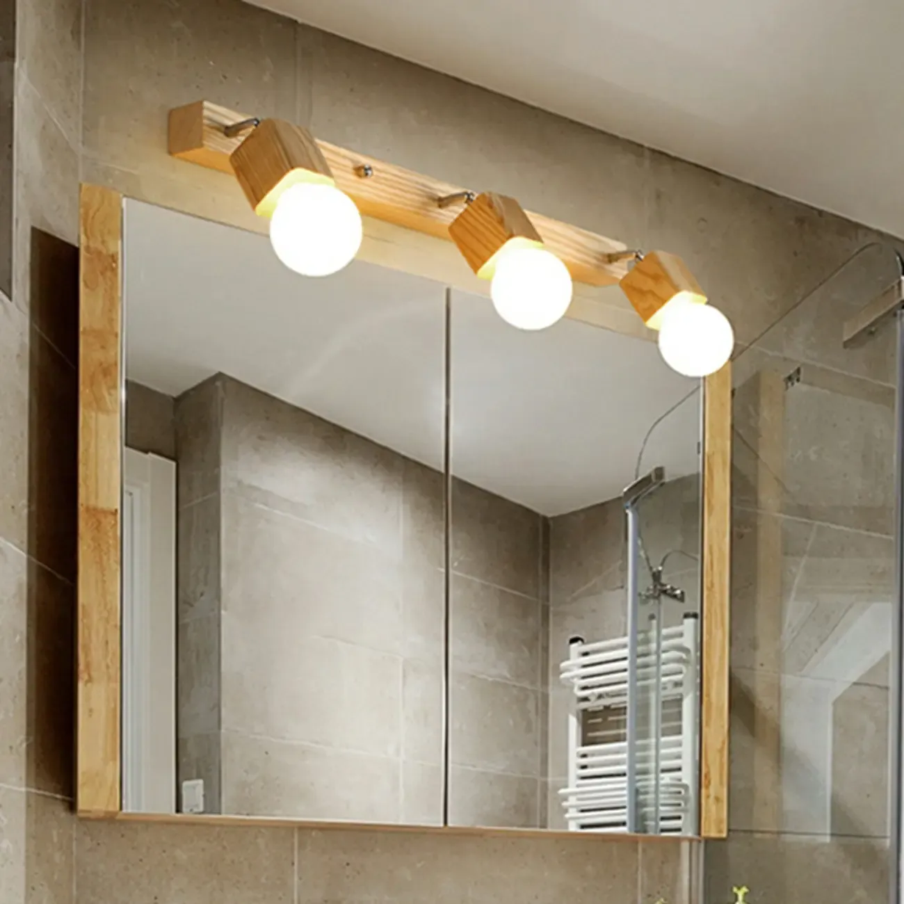 3-Light Modern Wooden Linear LED Vanity Lights