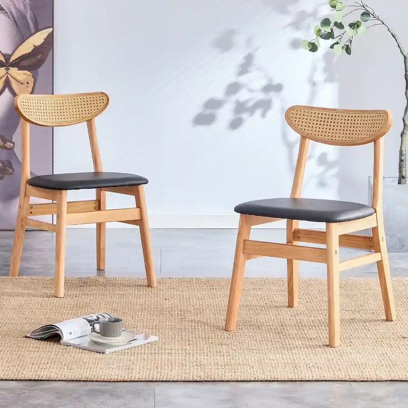 The stylish and durable solid wood dining chair, small curved back, PU cushion, and beautiful shape match with any room