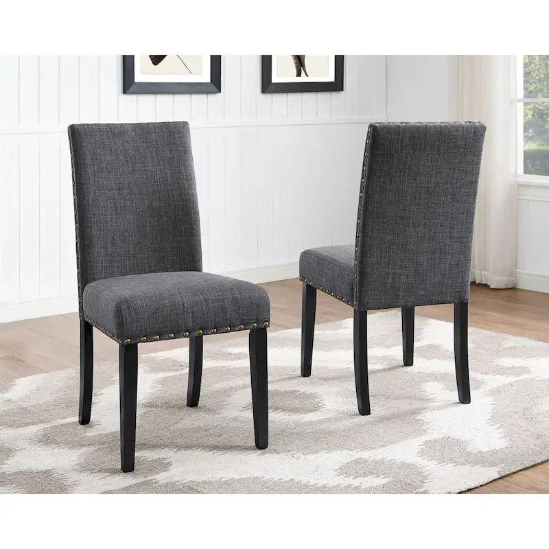 Mid-Century Modern Dining Table and Chair Sets Farmhouse Kitchen Dining Table Sets with Brass Nailheads and Metal Legs
