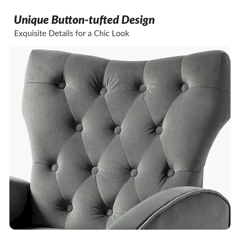 Abadiana Accent Tufted Chair with Metal Base by HULALA HOME