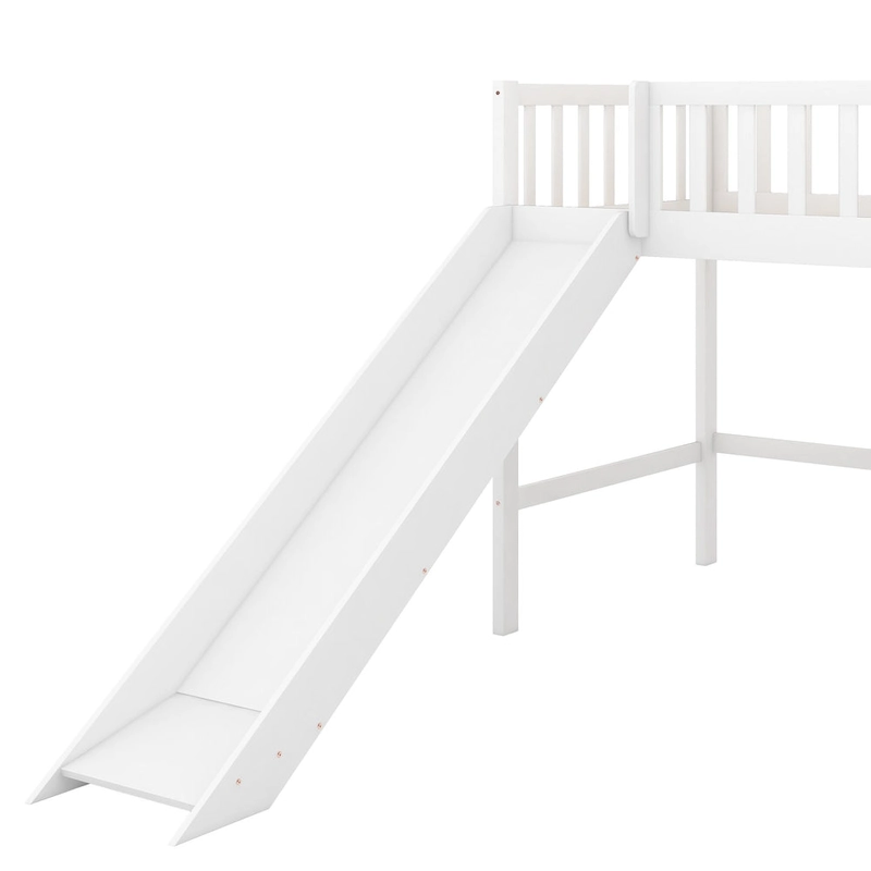 Pine Low Loft Bed with Slide
