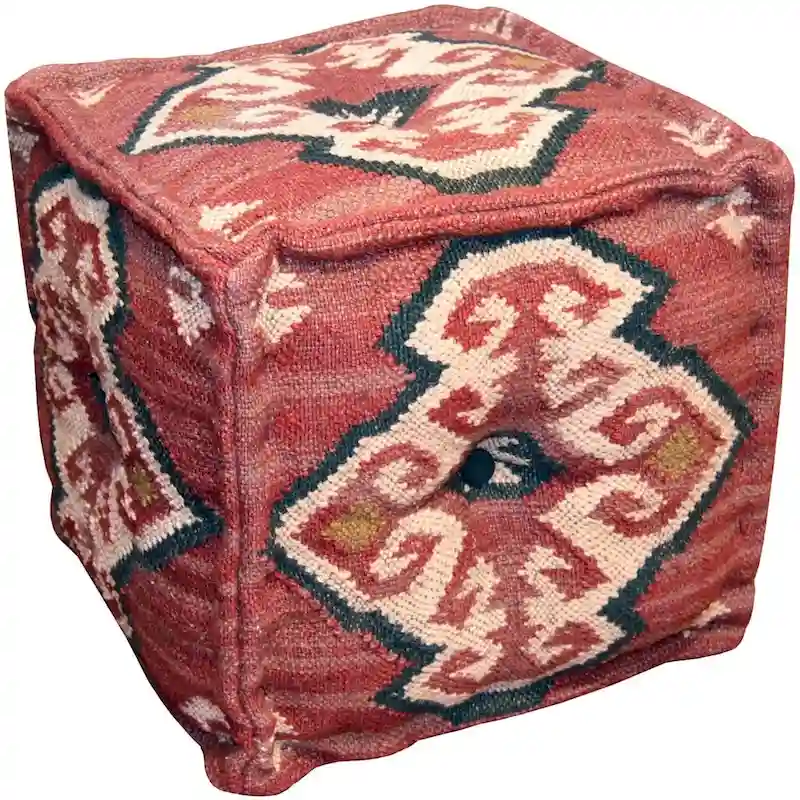 HERAT ORIENTAL Handmade Indo Wool and Jute Kilim Pouf