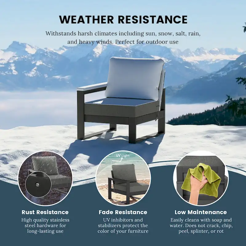 Polytrends Endless Patio 5-Piece Deep Seating Set with Ottoman with Gray Frame