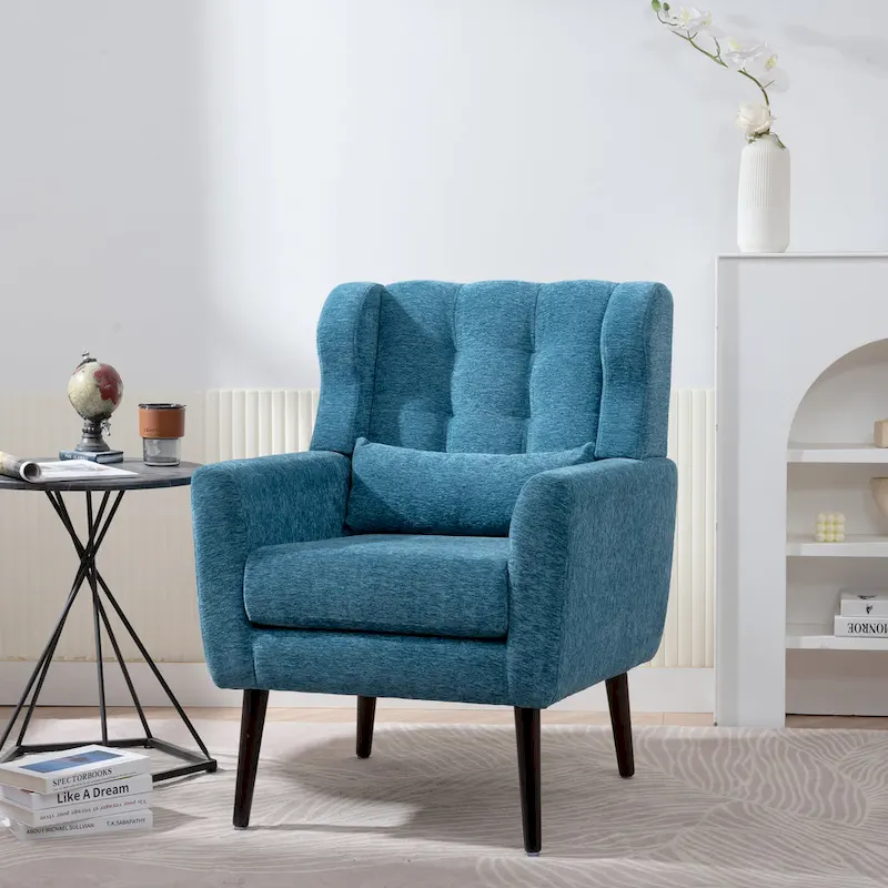 Chenille Fabric Accent Chair with Arm