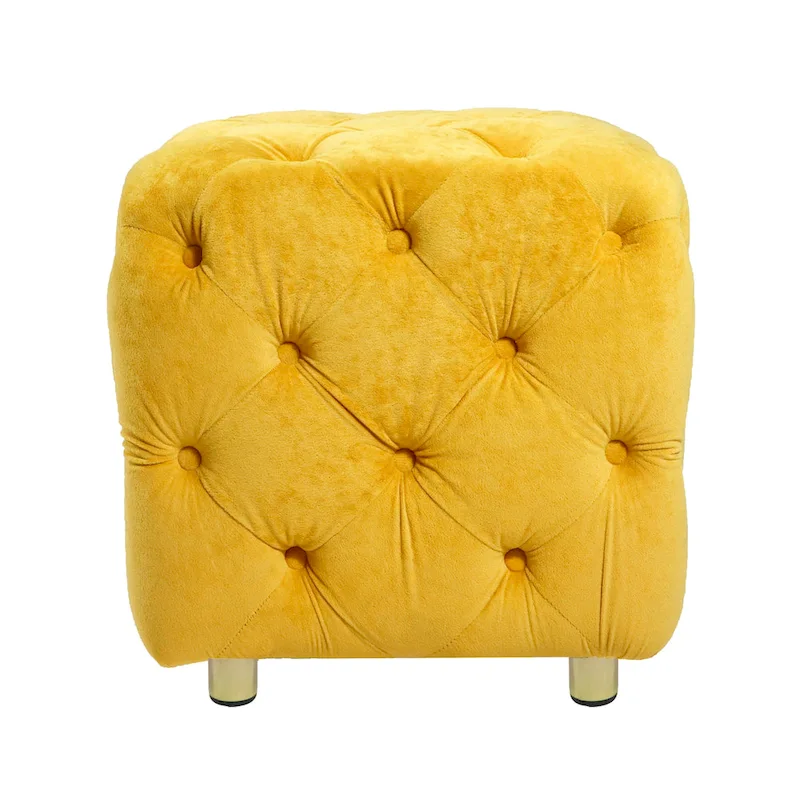 Modern Velvet Upholstered Square Tufted Ottoman by GDFStudio