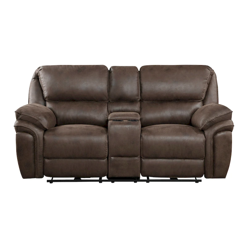 Tony 80 Inch Power Double Recliner Loveseat, Console Cupholders, USB, Brown
