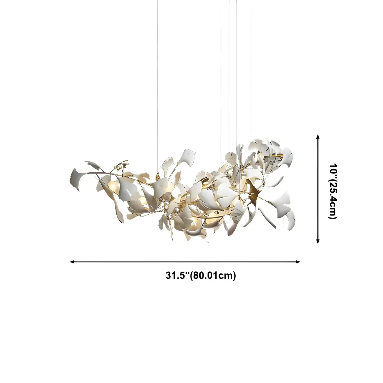 Dining Area Modern White Leaf-Inspired Chandelier