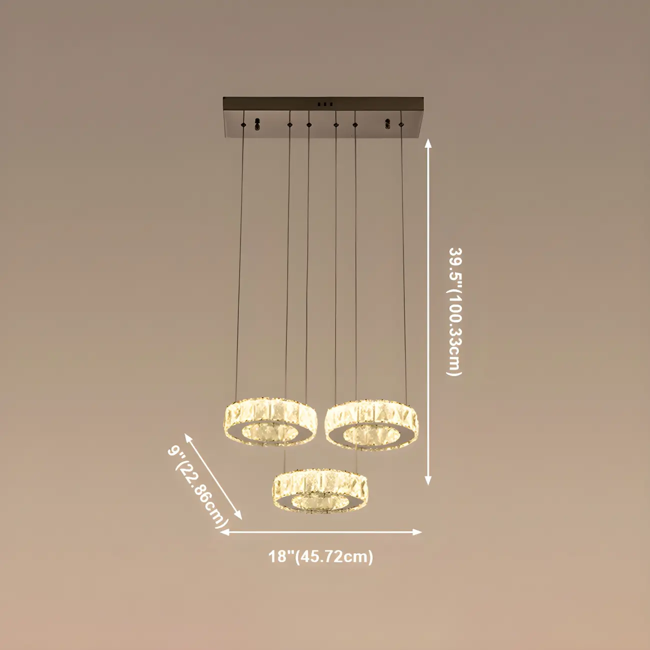 Elegant Crystal LED Kitchen Pendant Light with Remote