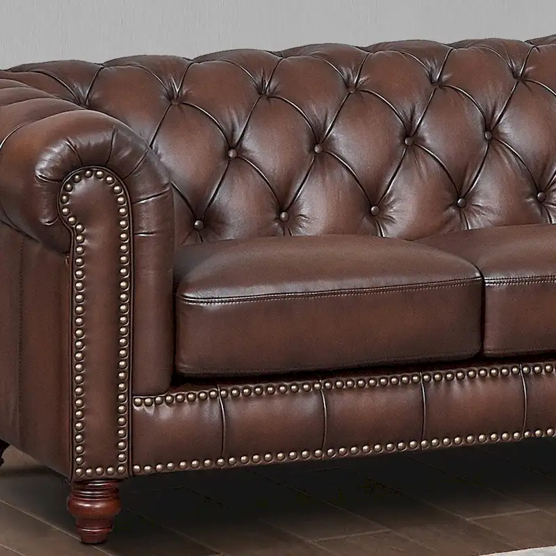 Hydeline Alton Bay Top Grain Leather Chesterfield Sofa