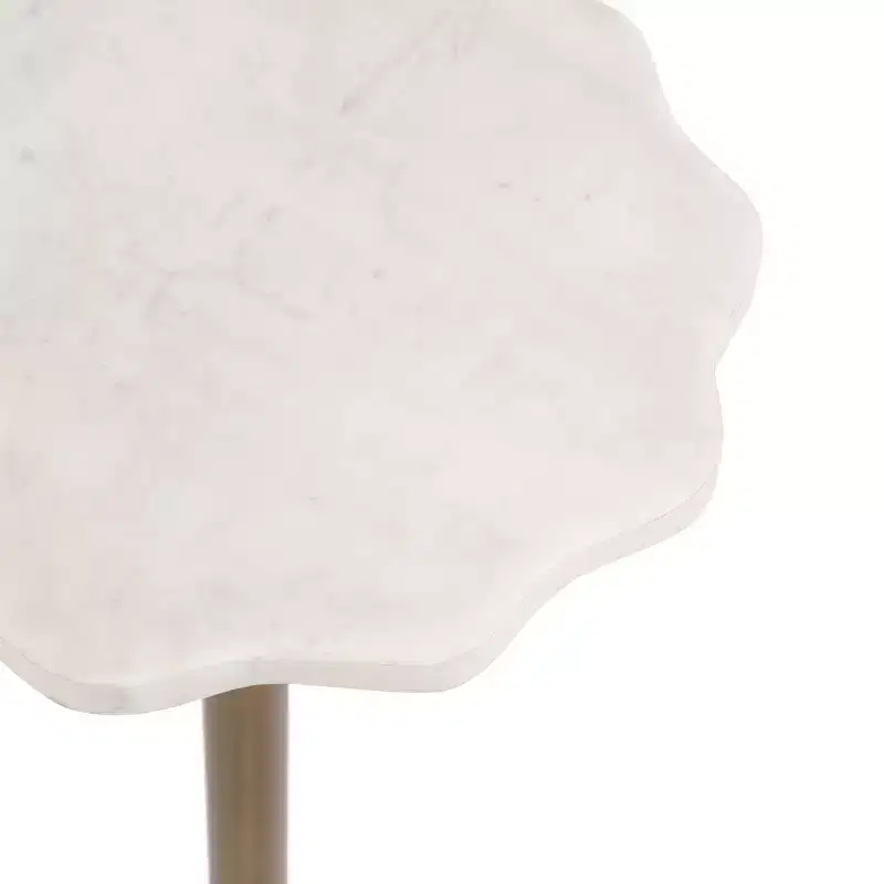 Kate and Laurel Sanzo Scalloped Marble and Metal Drink Table