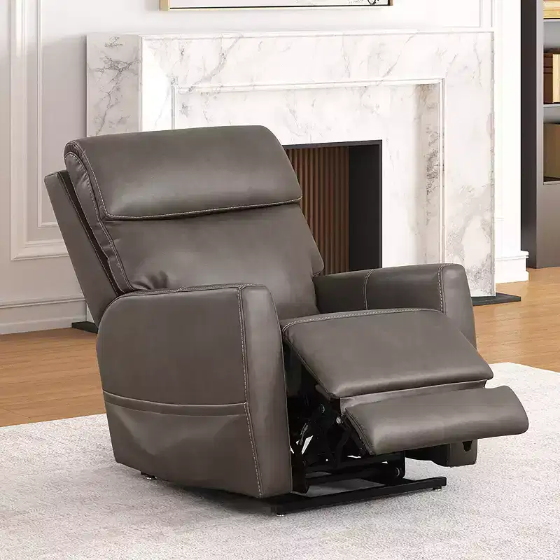 HOMES: Inside + Out Hilltop Leatherette Powered Recliner Lift Chair with Zone Heating and Patented Headrest System Gray