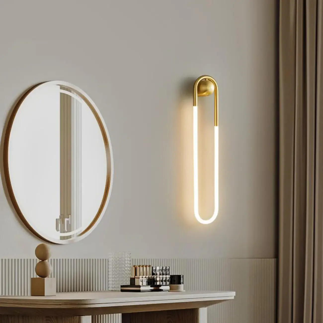 Modern Gold LED Oval Vanity Wall Light