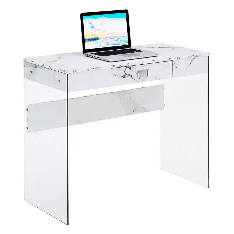 36 Breighton Home Uptown Glass Desk with Drawer