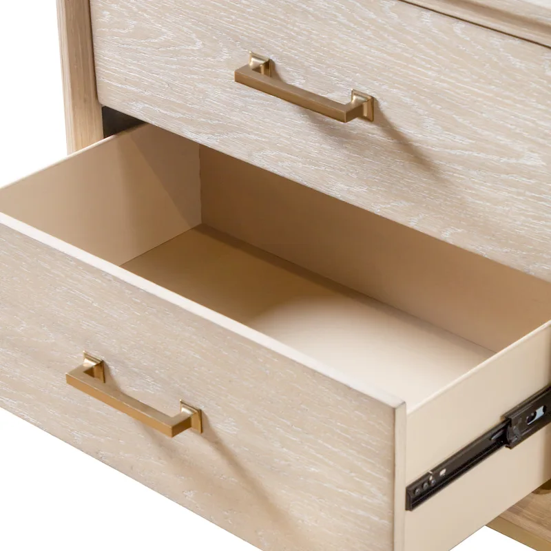 Furniture of America Drayden Transitional Oak Solid Wood 2-Drawer Nightstand, Set of 2