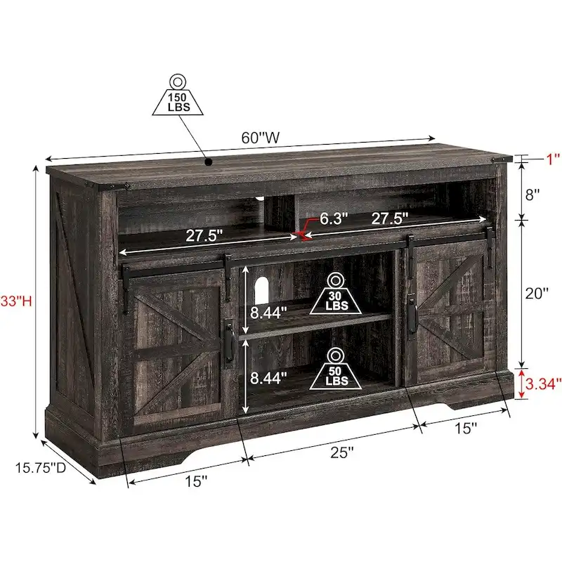 Farmhouse Wood TV Stand, Highboy Entertainment Center, Media Console