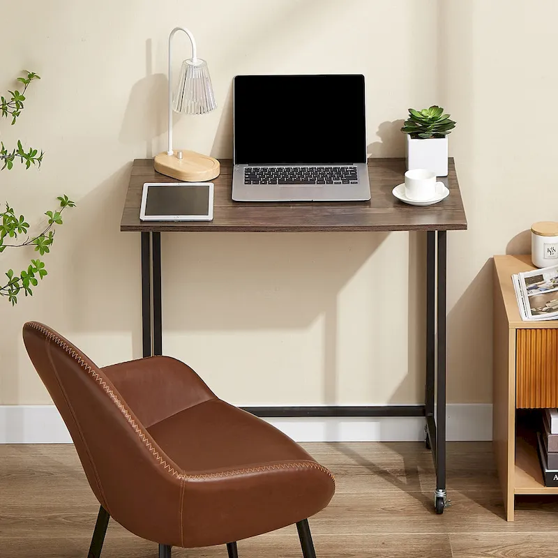Rolling Folding Computer Desk 31.5, No Assembly Required, Space-Saving Foldable Laptop Table for Home Office