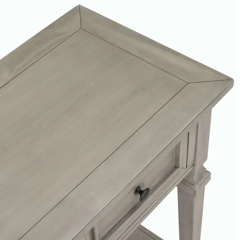 50L Classic Retro Style Console Table with Three Top Drawers and Open Style Bottom Shelf (Gray Wash)