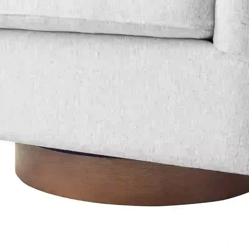 LUE BONA Modern Living Room Armchair Upholstered Wooden Barrel Swivel Accent Chair