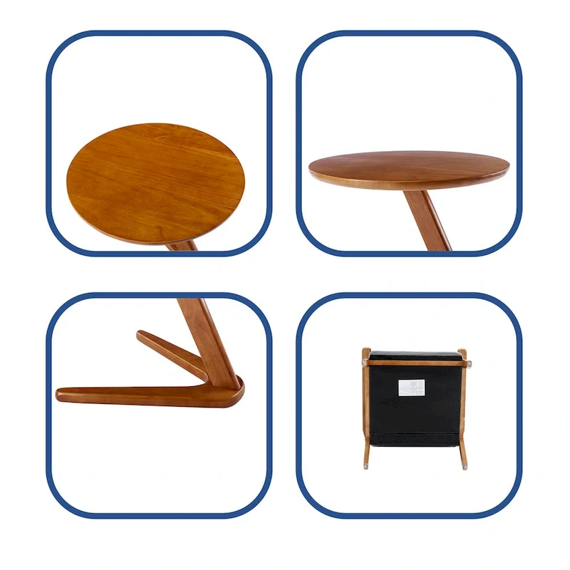 Mid Century Modern Accent Chairs Set of 2 with Side Table