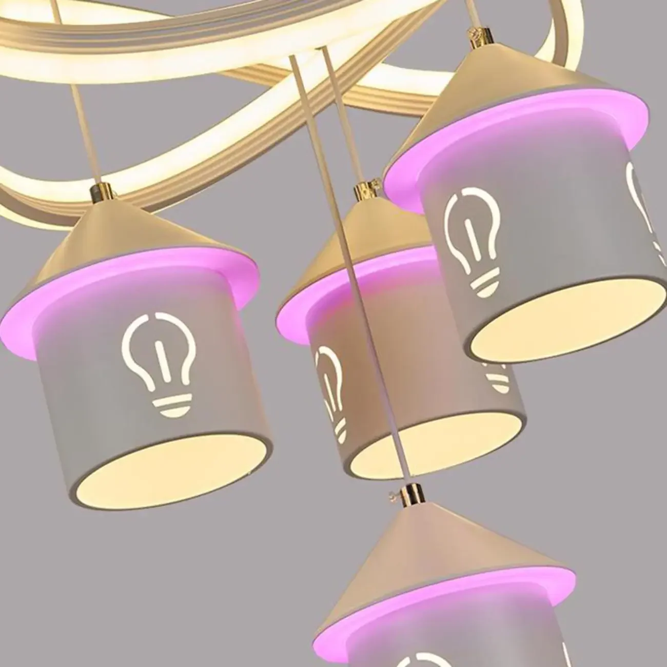 Modern 4-Light LED Chandelier with Unique House Design