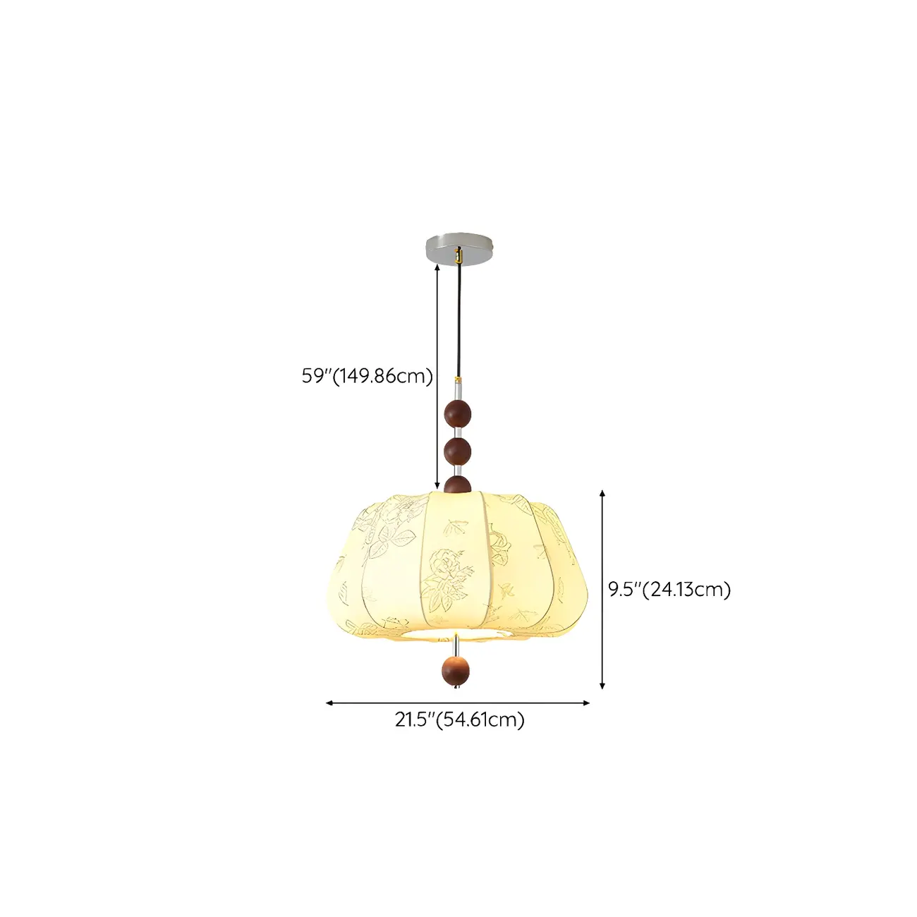 Elegant Flower Pattern Beige Fabric Geometric Chandelier