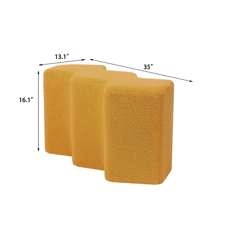 Adeco 35   Long Ottoman Bench Velvet Polygon Foot Stool